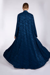 RTW2301 Blue Line Motif Textured Fabric Abaya