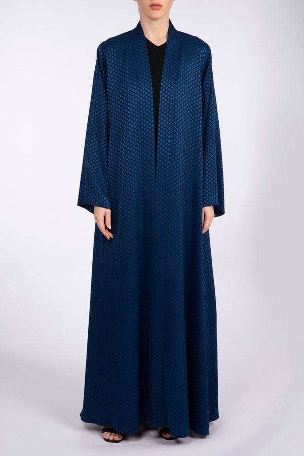 RTW2305 Blue Square Motif Textured Fabric Abaya