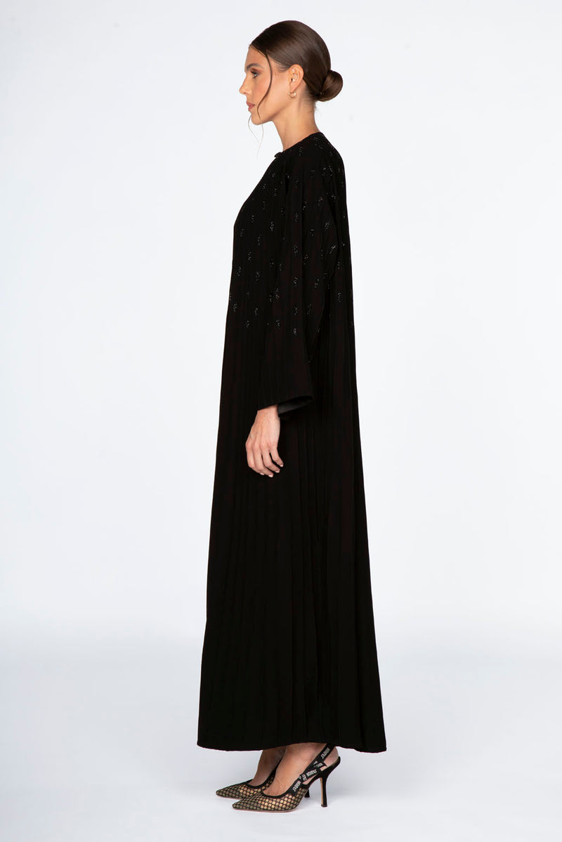 ED2311 Round Neck Pin Tucks Abaya.