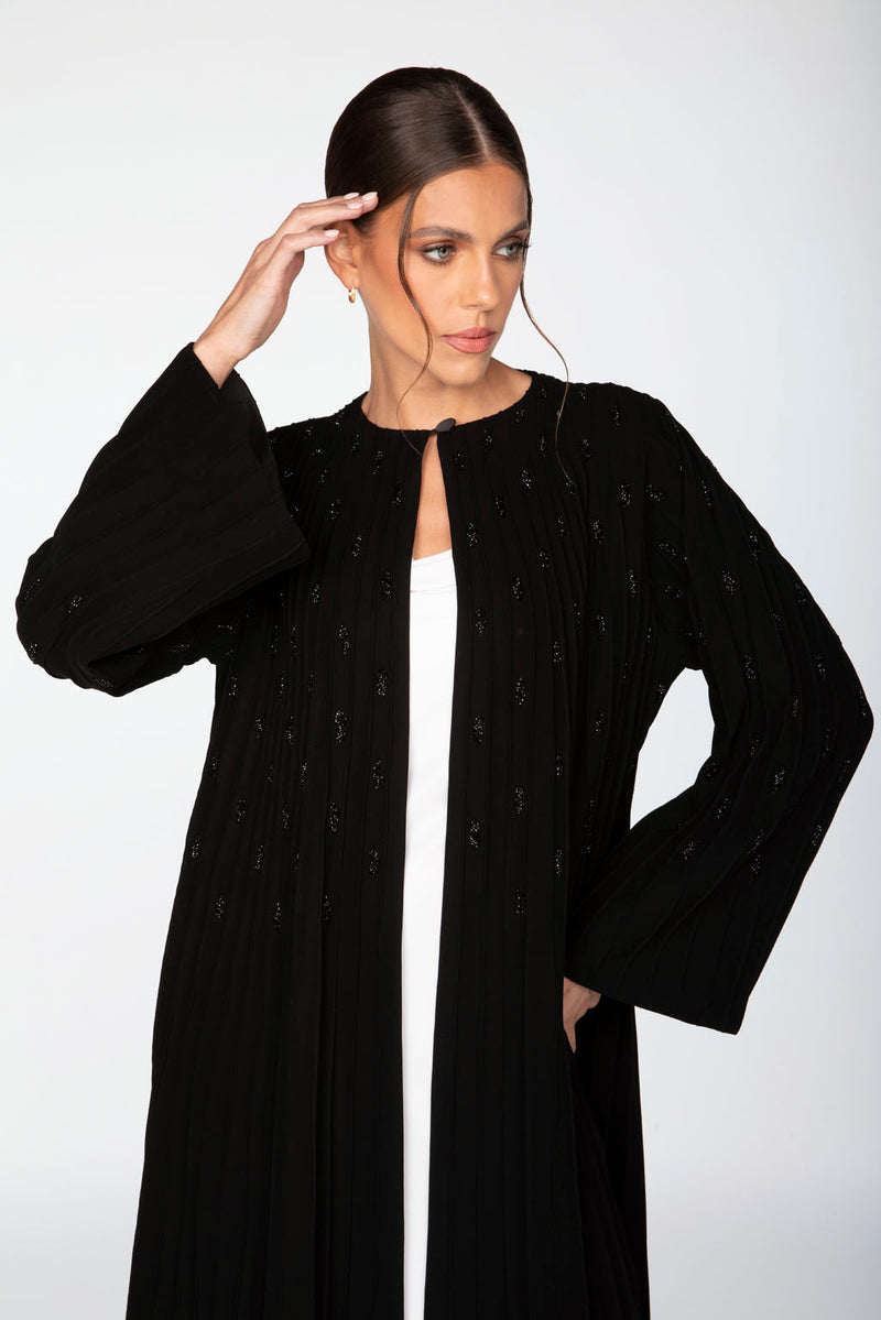 ED2311 Round Neck Pin Tucks Abaya.