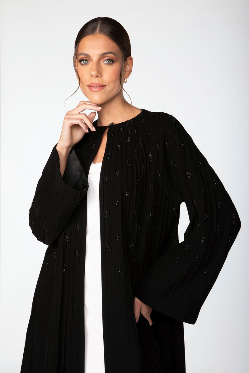 ED2311 Round Neck Pin Tucks Abaya.