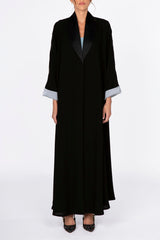 ED2301 Silk Shawl Collar With Pin Tucks Abaya.