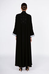 ED2301 Silk Shawl Collar With Pin Tucks Abaya.