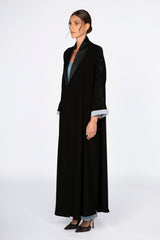 ED2301 Silk Shawl Collar With Pin Tucks Abaya.