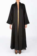 ED2304 Double Layered Flowers Motıf Adorned Abaya