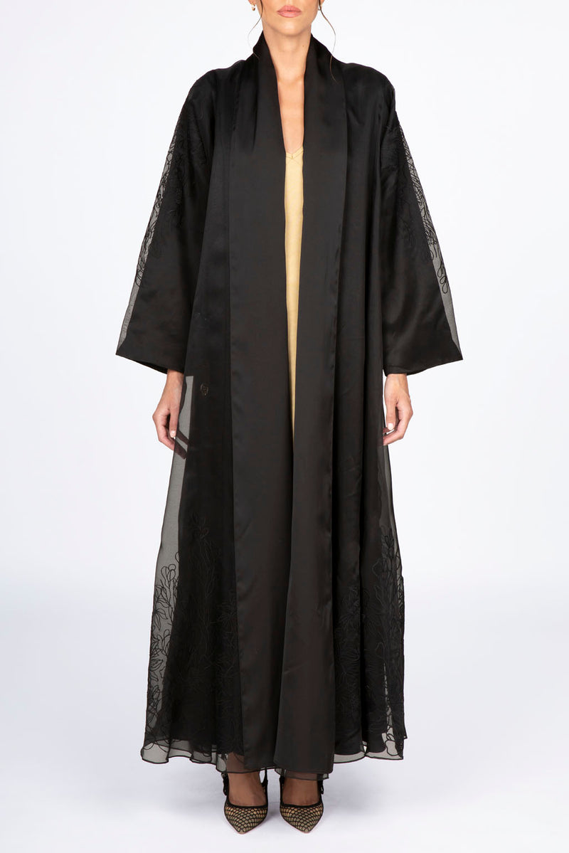 ED2303 Double Layer Organza And Silk Abaya.