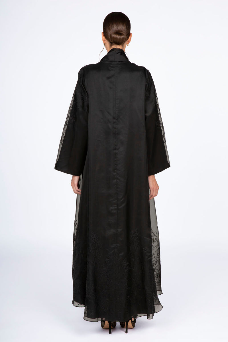 ED2303 Double Layer Organza And Silk Abaya.