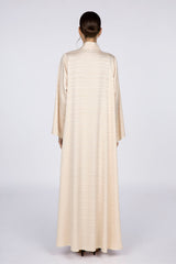 RTW2307 Abstract Motif Textured Fabric Abaya (Beige)