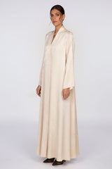 RTW2308 Abstract Motif Textured Fabric Abaya (Beige)