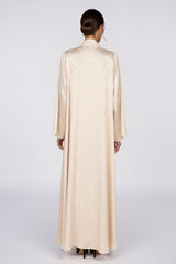 RTW2308 Abstract Motif Textured Fabric Abaya (Beige)