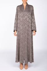 RTW2309 Abstract Motif Textured Fabric Abaya (Grey)