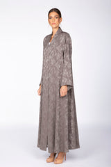 RTW2309 Abstract Motif Textured Fabric Abaya (Grey)