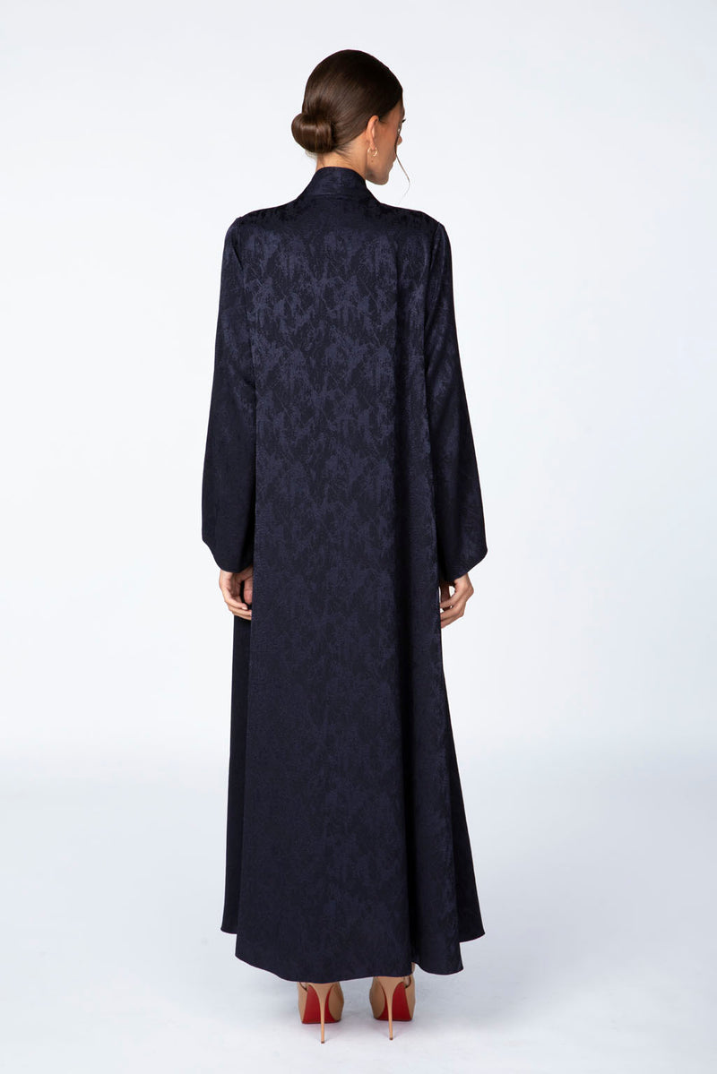 RTW2309 Abstract Motif Textured Fabric Abaya (Blue)