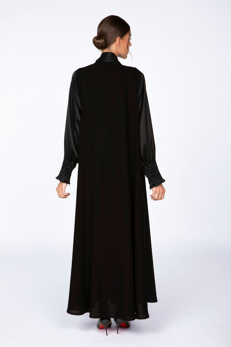 ED2308 Smocked Cuff And Puff Sleeve Abaya