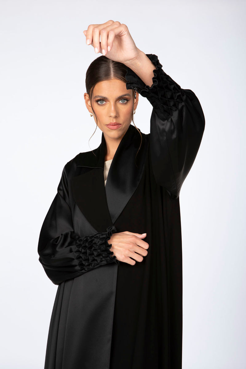 ED2308 Smocked Cuff And Puff Sleeve Abaya