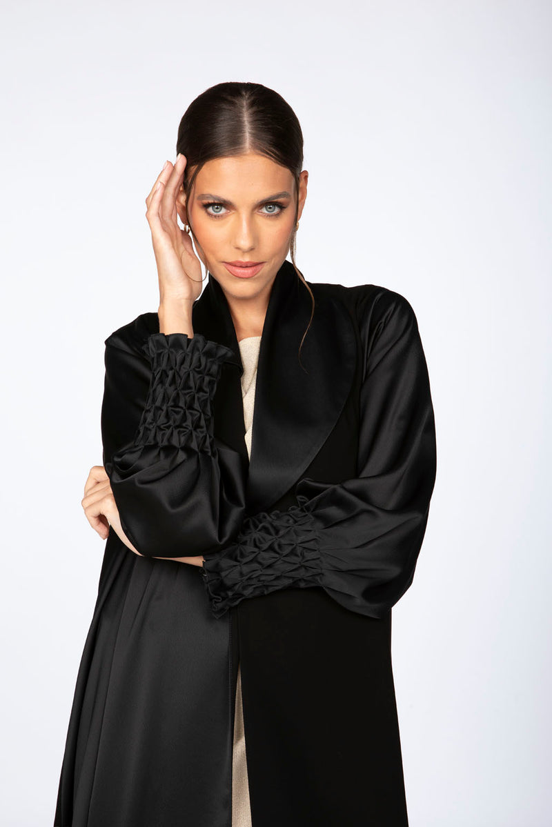 ED2308 Smocked Cuff And Puff Sleeve Abaya