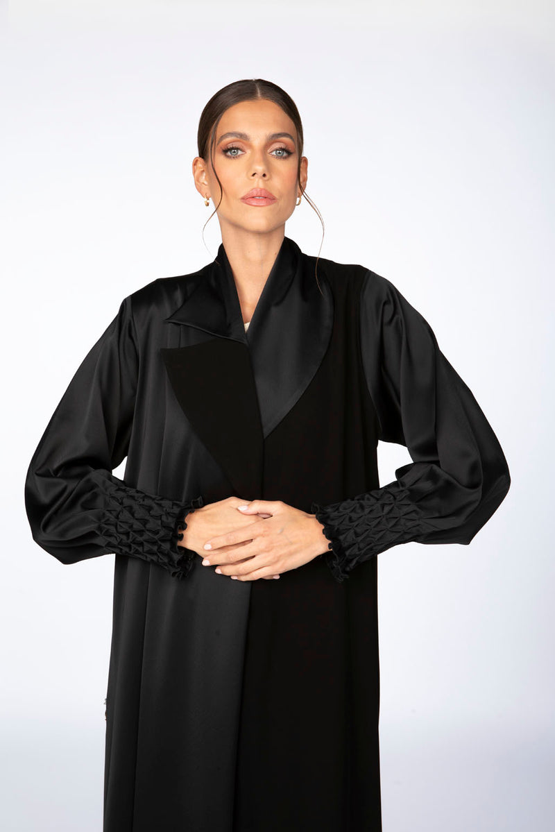 ED2308 Smocked Cuff And Puff Sleeve Abaya