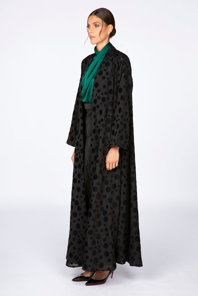 ED2309 Double Layered Circles Motif Abaya