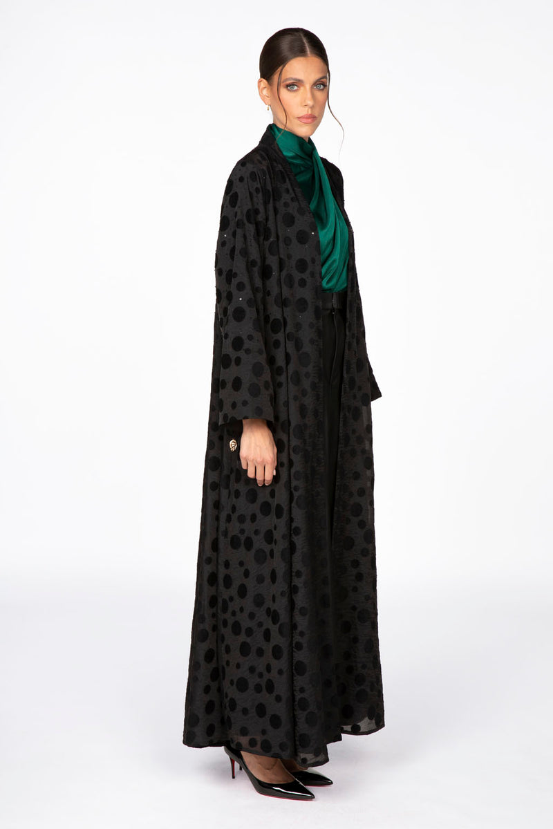 ED2309 Double Layered Circles Motif Abaya