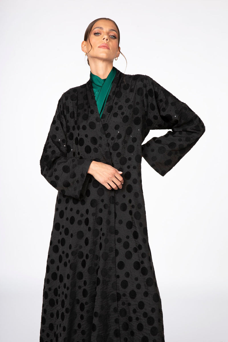 ED2309 Double Layered Circles Motif Abaya