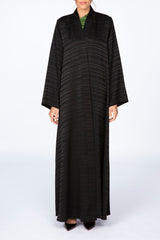 RTW2307 Abstract Motif Textured Fabric Abaya (Black)