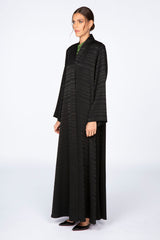 RTW2307 Abstract Motif Textured Fabric Abaya (Black)