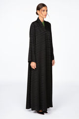 RTW2307 Abstract Motif Textured Fabric Abaya (Black)