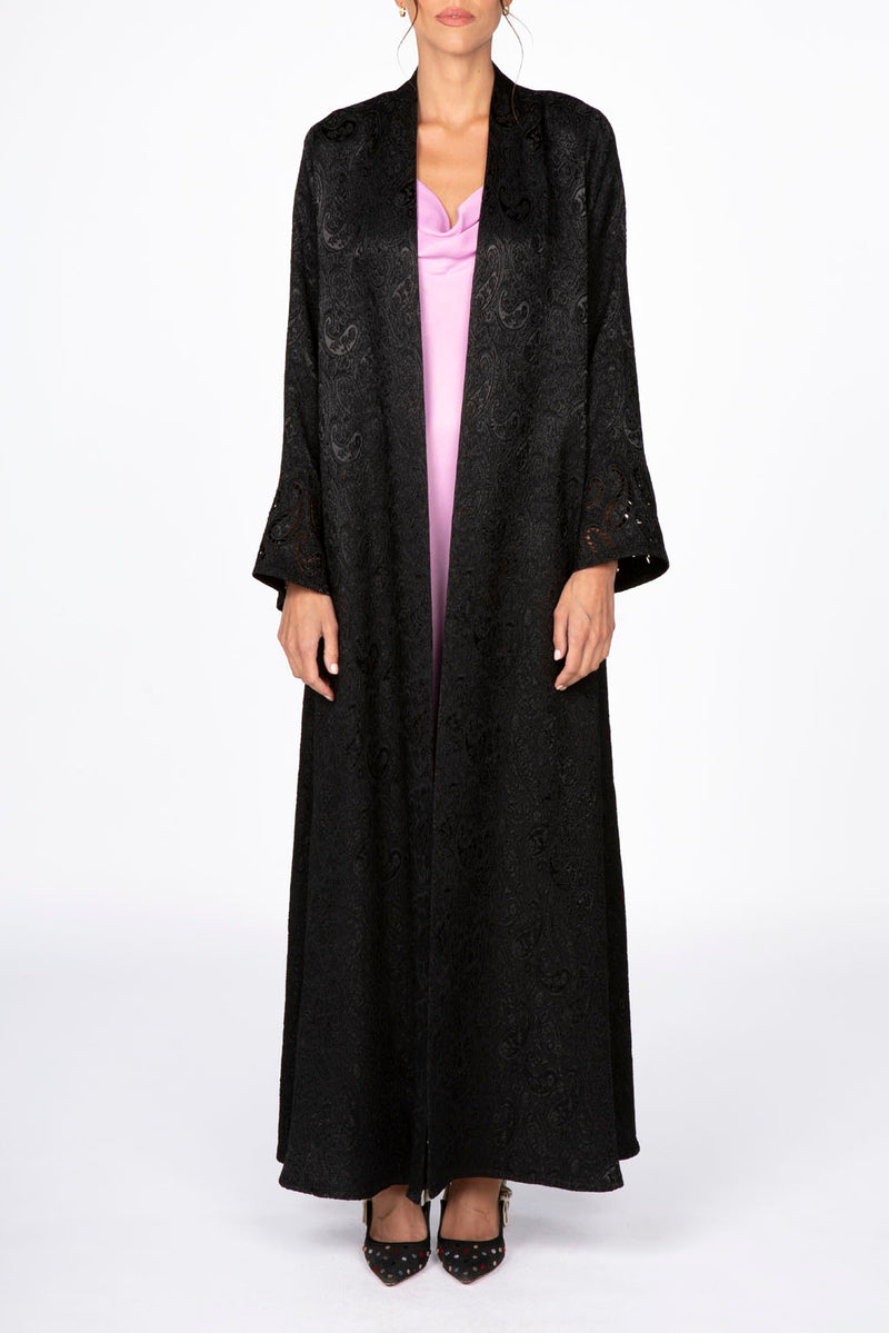 ED2307 Paisley Motif Adorned Abaya