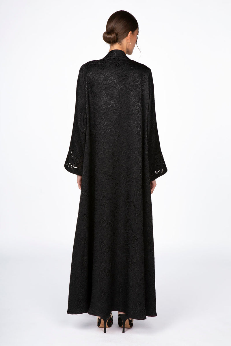 ED2307 Paisley Motif Adorned Abaya