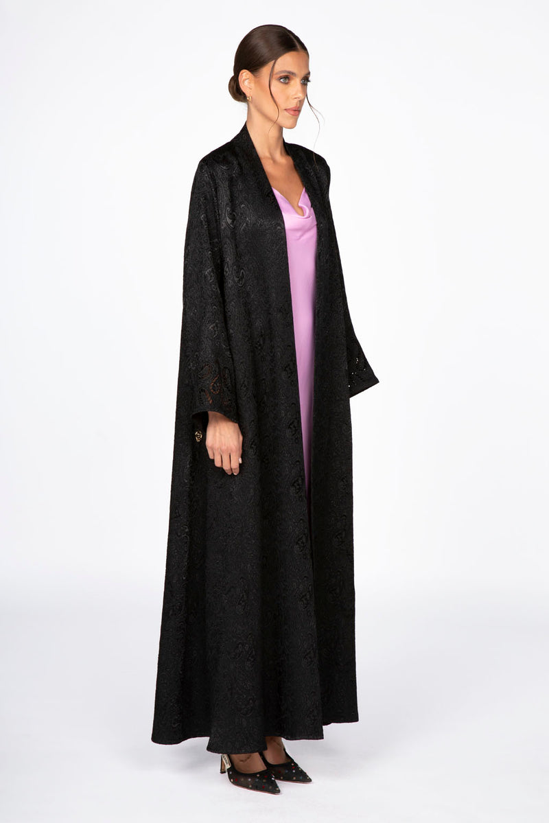 ED2307 Paisley Motif Adorned Abaya