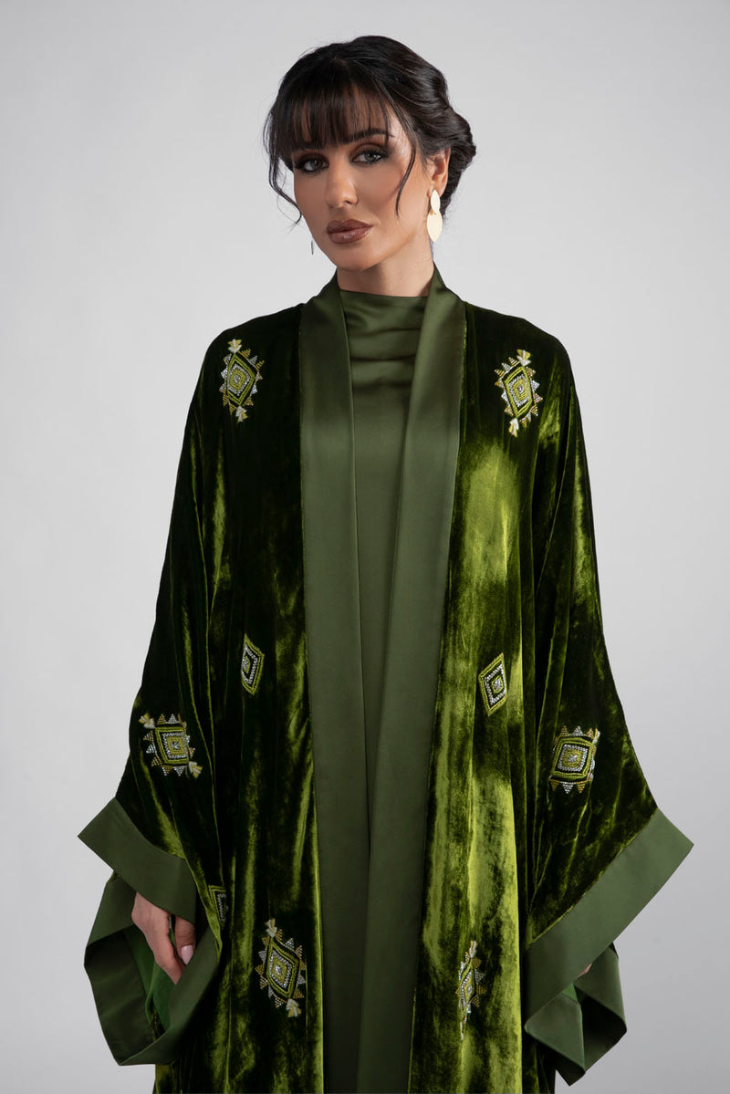 DCV2310 Emerald Enigma Green Velvet Velvet Abaya