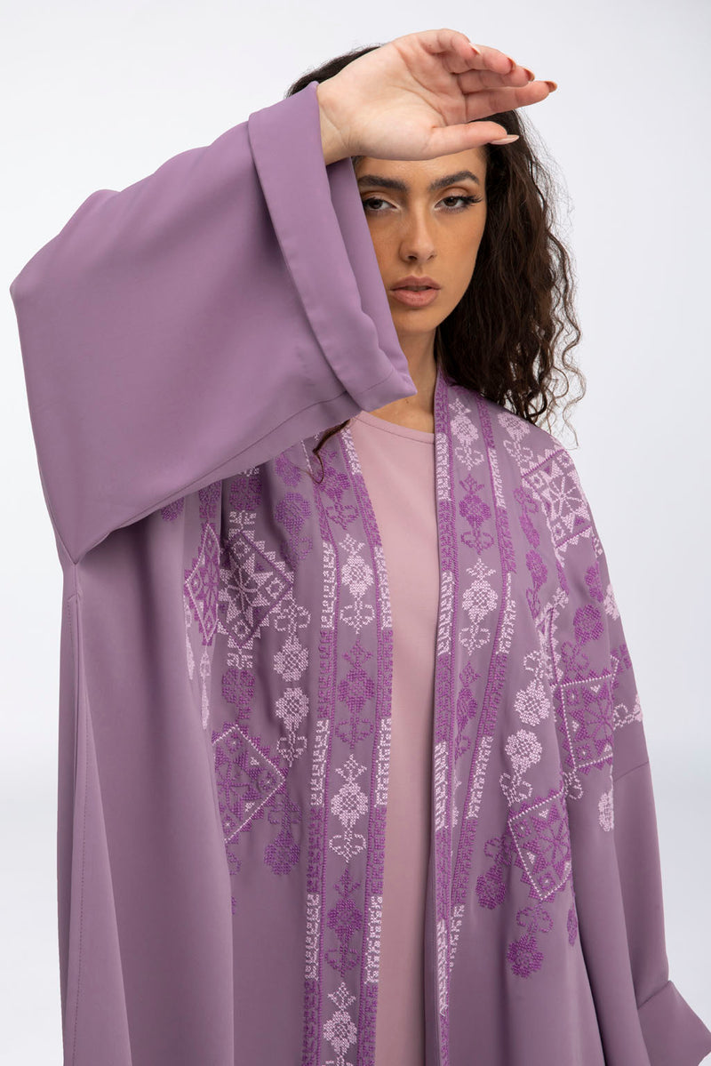 MCX2310 Lilac Silken Reverie Kimono Abaya