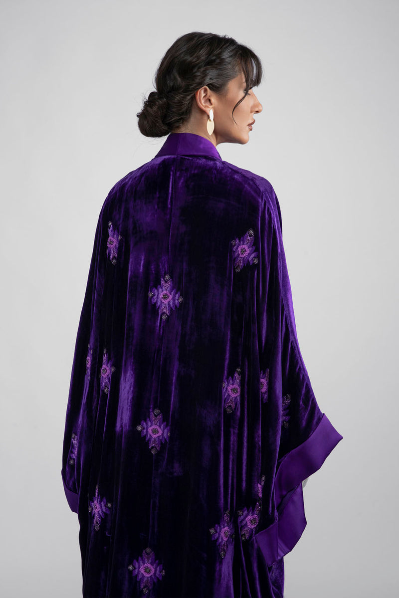 DCV2309 Mystic Monarch Purple Velvet Abaya