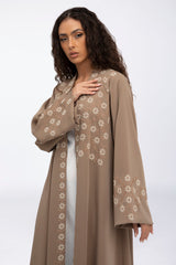 MCX2307 Elegance Unveiled: Handcrafted Crepe Abaya