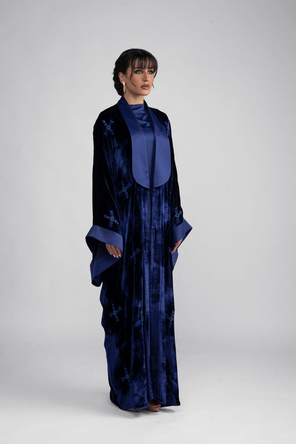 DCV2308 Azure Monarch Royal blue velvet Abaya