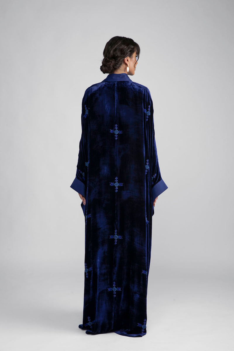 DCV2308 Azure Monarch Royal blue velvet Abaya