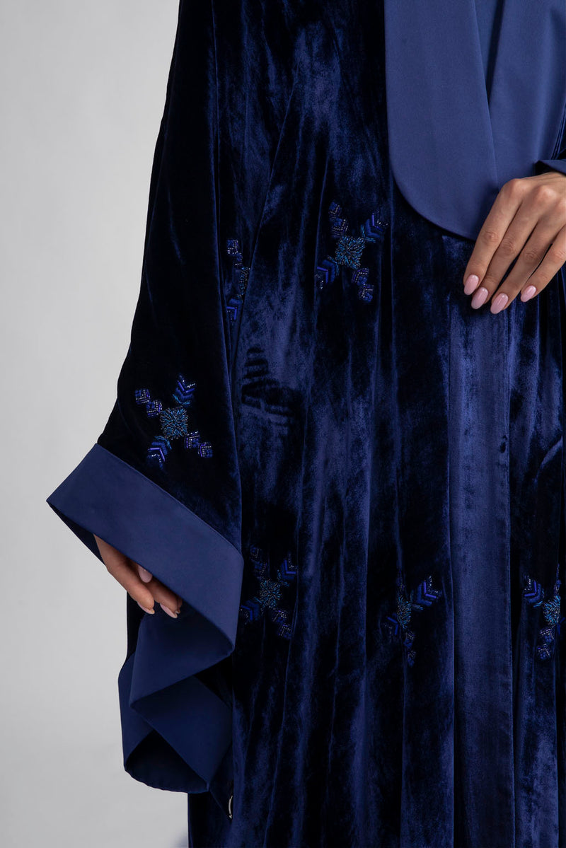 DCV2308 Azure Monarch Royal blue velvet Abaya