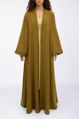 EDM2317C Moroccan Mustard Flare Abaya Mustard Color