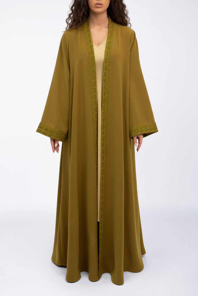 EDM2317C Moroccan Mustard Flare Abaya Mustard Color