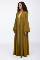 EDM2317C Moroccan Mustard Flare Abaya Mustard Color