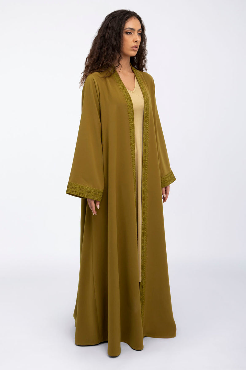 EDM2317C Moroccan Mustard Flare Abaya Mustard Color