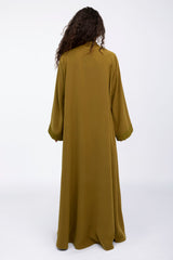 EDM2317C Moroccan Mustard Flare Abaya Mustard Color