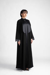 DC2307 Elegant Fusion: Crepe & Silk Flare Abaya