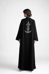 DC2307 Elegant Fusion: Crepe & Silk Flare Abaya