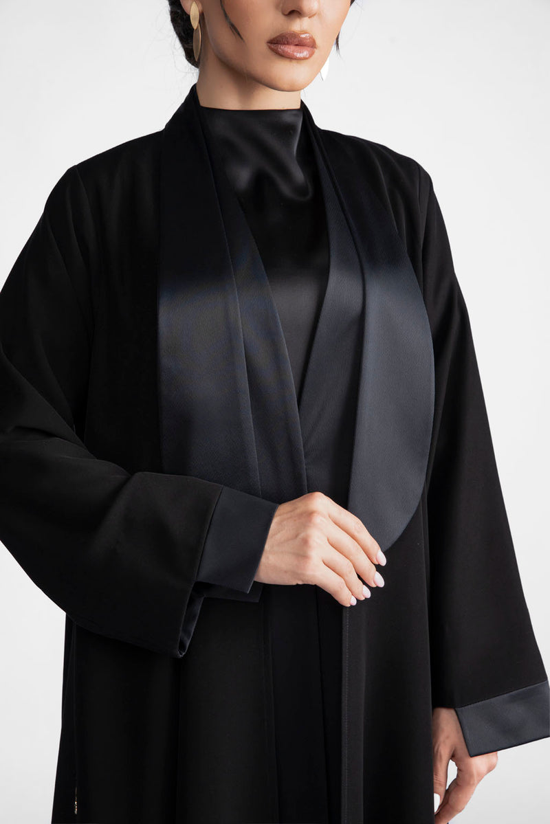 DC2307 Elegant Fusion: Crepe & Silk Flare Abaya