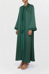 Moroccan Hand Embroidery Abaya Green Color ED2206