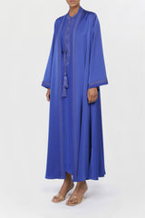 Moroccan Hand Embroidery Abaya Blue Color ED2206