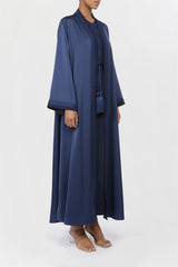 Moroccan Hand Embroidery Abaya Dark Blue Color ED2206