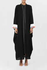 Multicolor Turn Up Cuffs Black Abaya ED2202