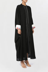 Multicolor Turn Up Cuffs Black Abaya ED2202